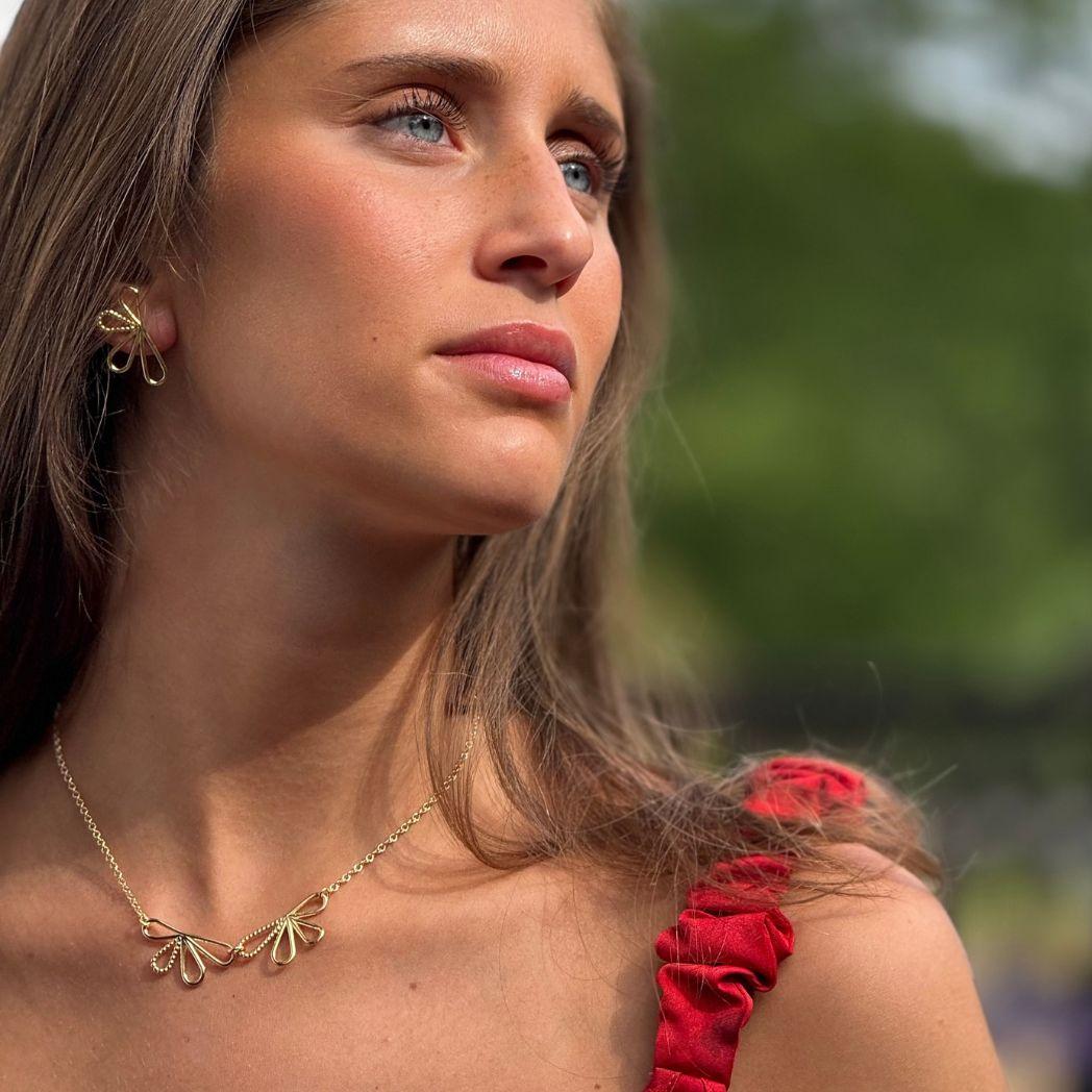 Örhänge och halsband i guld