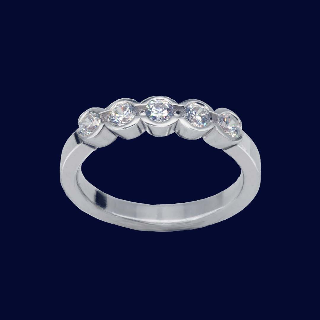 5 stens ring i silver med diamanter