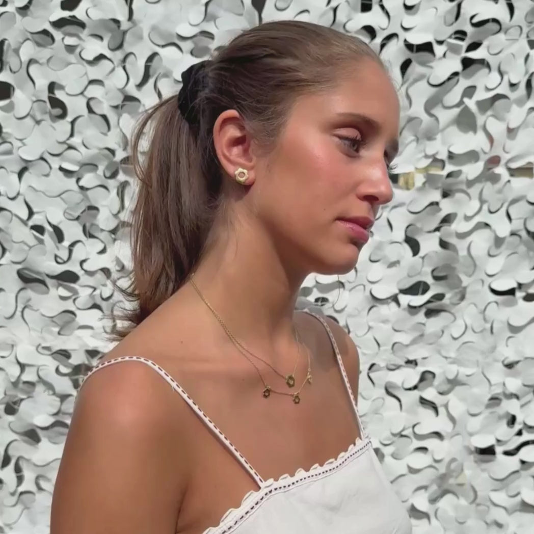 Daisy halsband stack och örhänge i guld