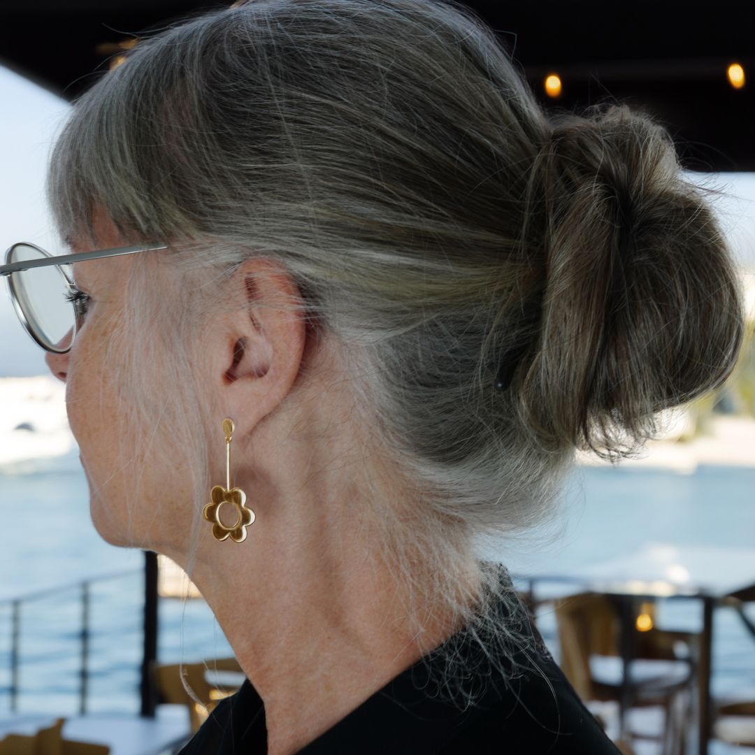 Daisy örhänge stora - guld (Förgyllda)