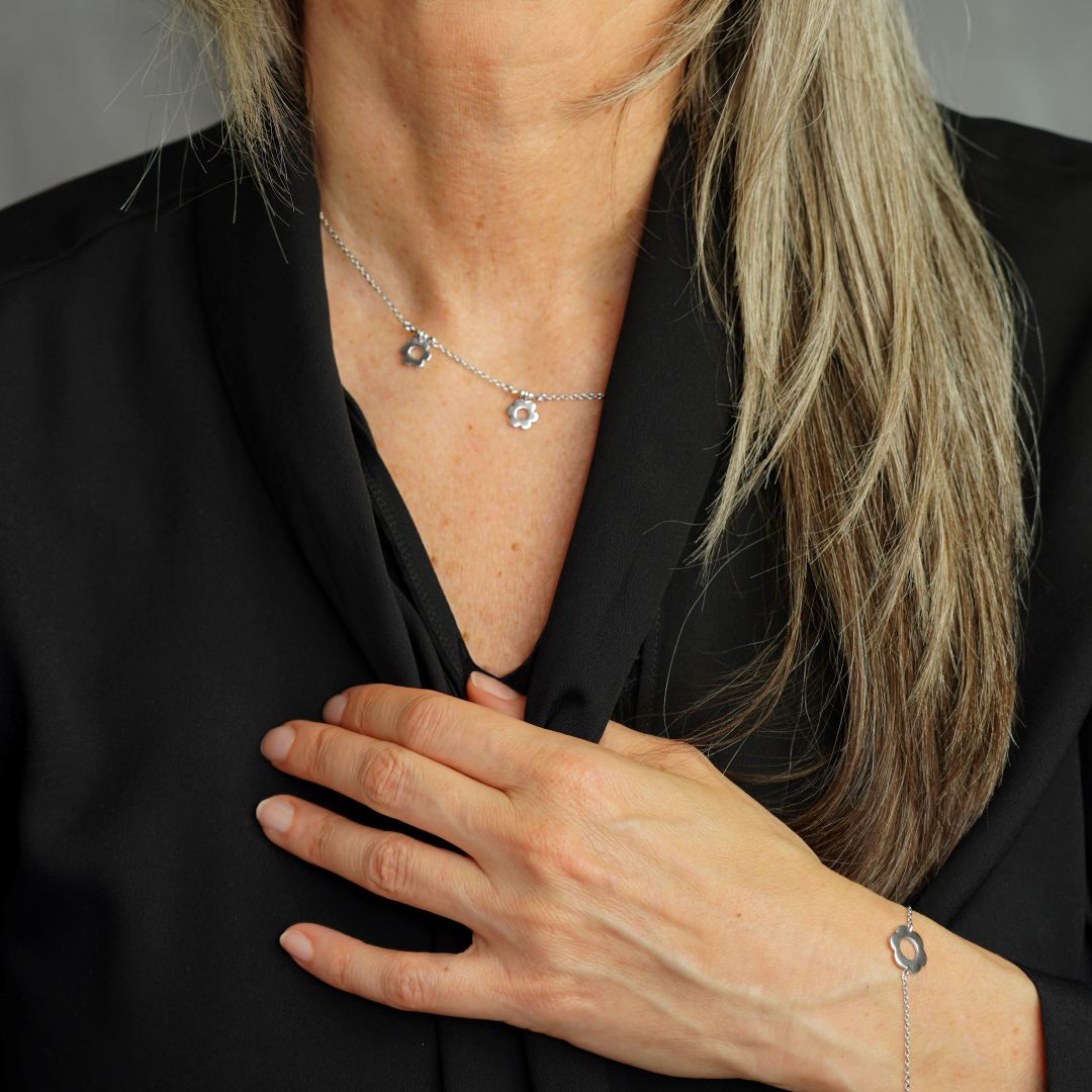 Daisy halsband Flowers - silver