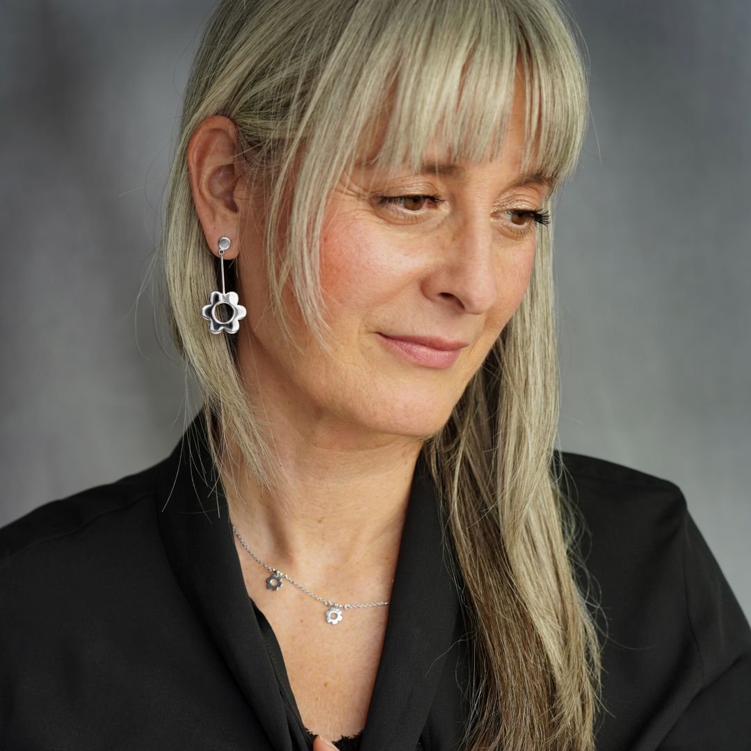 Daisy örhänge stora - silver