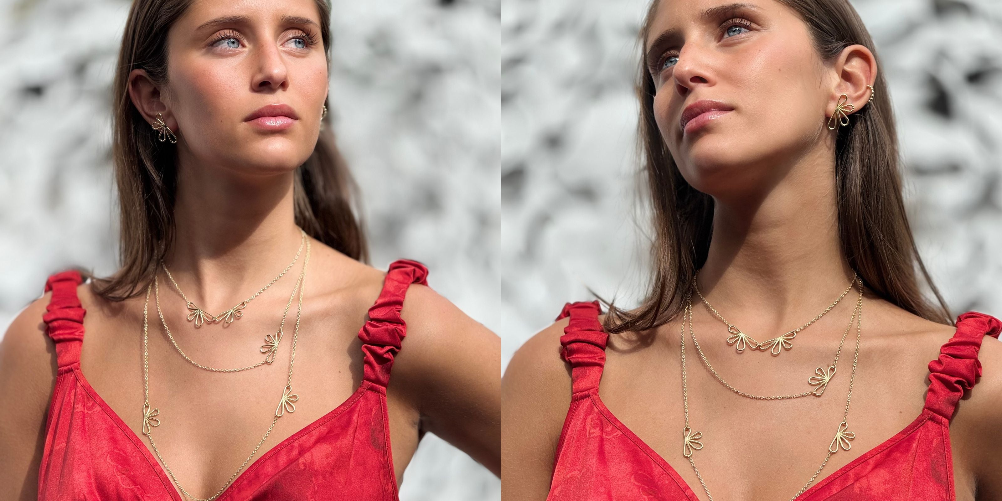 Halsband med blommor Bloom Collection i guld 